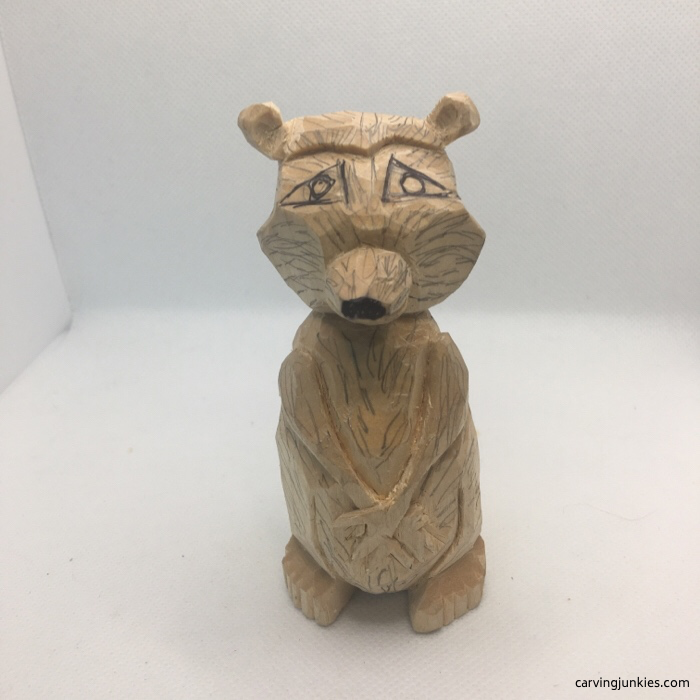 Raccoon Wood Carving With a Knife Tutorial From A Block of Wood